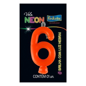 Vela Neon Laranja Nº6 Com 10 Unidades-107020