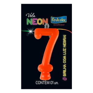 Vela Neon Laranja Nº7 Com 10 Unidades-107021