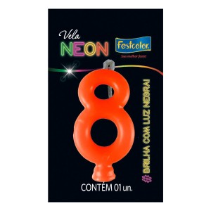 Vela Neon Laranja Nº8 Com 10 Unidades-107022