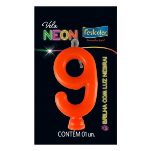 Vela Neon Laranja Nº9 Com 10 Unidades