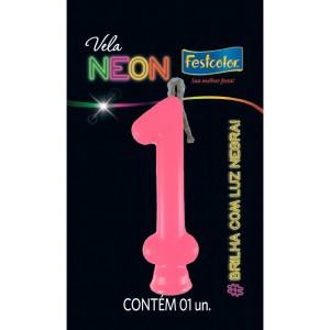 Vela Neon Pink Nº1 10 Unidades-107026-26701