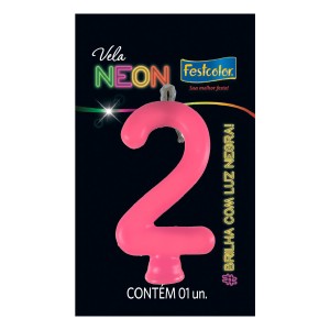 Vela Neon Pink Nº2 Com 10 Unidades-107027