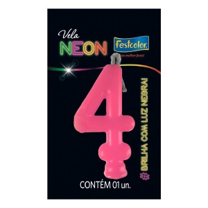 Vela Neon Pink Nº4 Com 10 Unidades