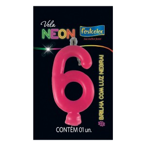 Vela Neon Pink Nº6 Com 10 Unidades-107031