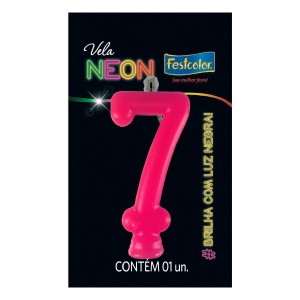 Vela Neon Pink Nº7 Com 10 Unidades