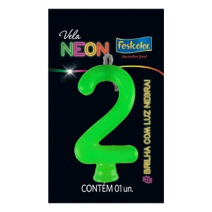 Vela Neon Verde Nº2 Com 10 Unidades