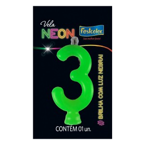 Vela Neon Verde Nº3 Com 10 Unidades