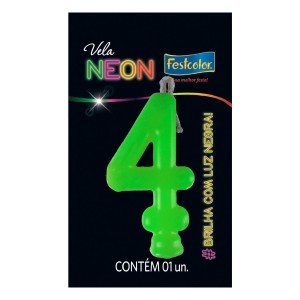 Vela Neon Verde Nº4 Com 10 Unidades