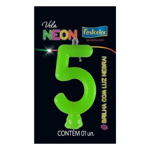 Vela Neon Verde Nº5 Com 10 Unidades