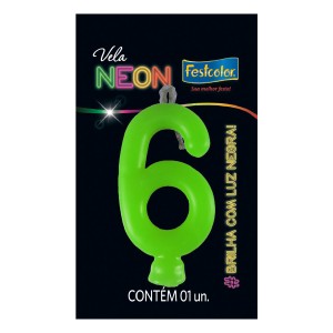 Vela Neon Verde Nº6 Com 10 Unidades-107009