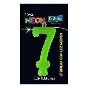 Vela Neon Verde Nº7 Com 10 Unidades