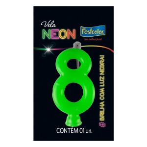 Vela Neon Verde Nº8 Com 10 Unidades-107011