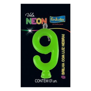 Vela Neon Verde Nº9 Com 10 Unidades-107012