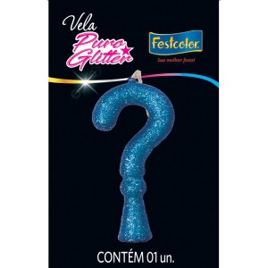 Vela Puro Glitter Azul N ? Com 10 Unidades