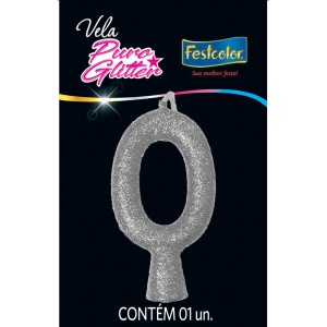 Vela Puro Glitter Prata N 0 10 Unidades-107335-29396