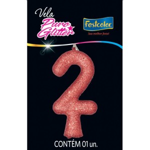 Vela Puro Glitter Rose Gold Nº2 Com 10 Unidades