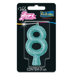 Vela Puro Glitter Tiffany Nº8 Com 10 Unidades