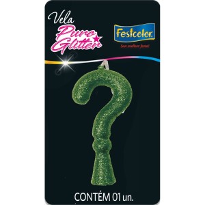 Vela Puro Glitter Verde N ? Com 10 Unidades