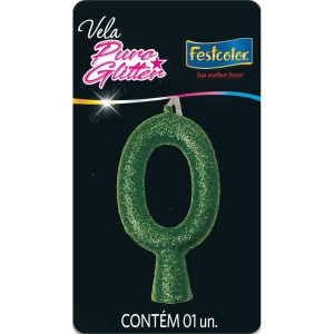 Vela Puro Glitter Verde N 0 10 Unidades-108588-32890