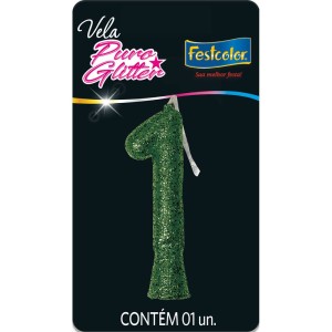 Vela Puro Glitter Verde Nº1 10 Unidades-108589-83224