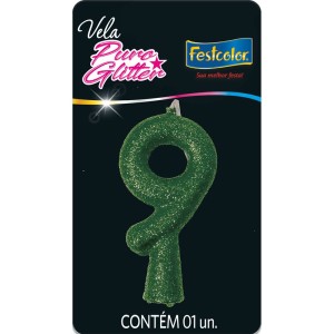 Vela Puro Glitter Verde Nº9 10 Unidades-108597-91851