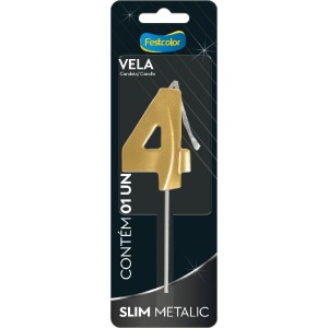 Vela Slim Metallic Ouro Nº4 10 Unidades-111274-75827