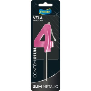 Vela Slim Metallic Pink Nº4 10 Unidades-111285-31339