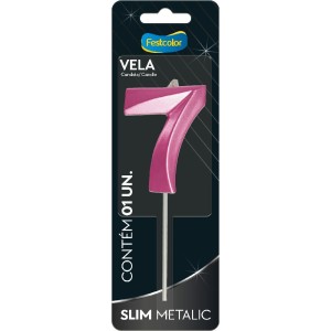 Vela Slim Metallic Pink Nº7 10 Unidades-111288-84770