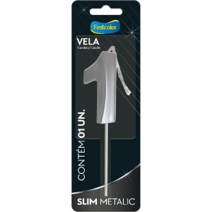 Vela Slim Metallic Prata Nº1 10 Unidades-111293-22670