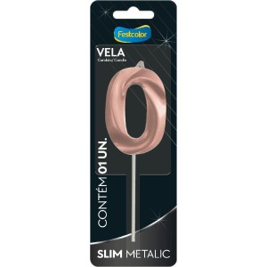 Vela Slim Metallic Rose Gold N 0 Com 10 Unidades