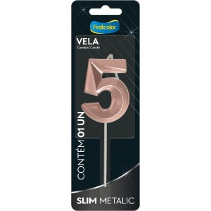 Vela Slim Metallic Rose Gold Nº5 10 Unidades-111308-39465