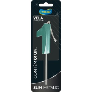 Vela Slim Metallic Tiffany Nº1 10 Unidades-111315-92990