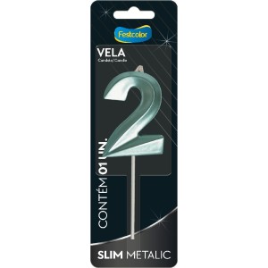 Vela Slim Metallic Tiffany Nº2 10 Unidades-111316-70534