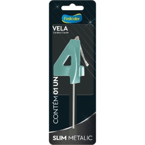 Vela Slim Metallic Tiffany Nº4 Com 10 Unidades