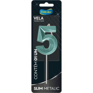 Vela Slim Metallic Tiffany Nº5 10 Unidades-111319-81266