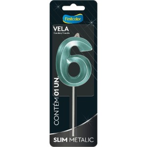 Vela Slim Metallic Tiffany Nº6 10 Unidades-111320-75459