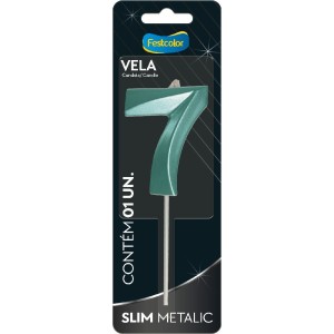 Vela Slim Metallic Tiffany Nº7 10 Unidades-111321-61685