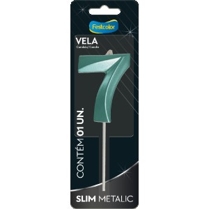 Vela Slim Metallic Tiffany Nº7 Com 10 Unidades-111321-74757