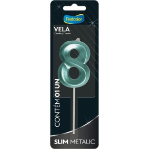 Vela Slim Metallic Tiffany Nº8 Com 10 Unidades