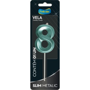 Vela Slim Metallic Tiffany Nº8 Com 10 Unidades-111322-51608