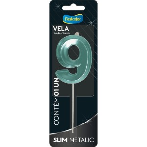 Vela Slim Metallic Tiffany Nº9 Com 10 Unidades