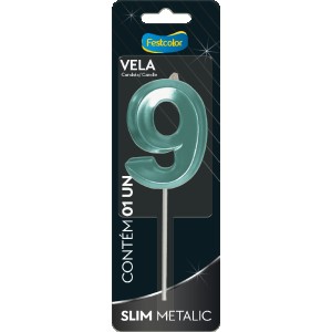 Vela Slim Metallic Tiffany Nº9 Com 10 Unidades-111323-29527