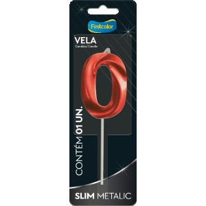 Vela Slim Metallic Vermelha N 0 Com 10 Unidades-111335-74082