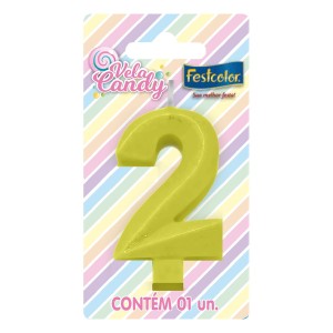 Vela Candy Amarela Nº2 Com 10 Unidades-107742