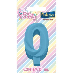 Vela Candy Azul N 0 Com 10 Unidades-107751-42508