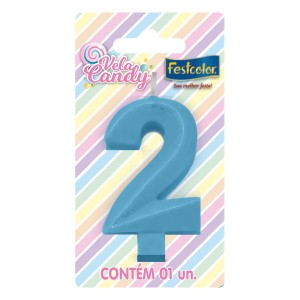 Vela Candy Azul Nº2 Com 10 Unidades