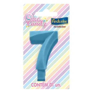 Vela Candy Azul Nº7 Com 10 Unidades-107758