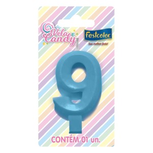 Vela Candy Azul Nº9 Com 10 Unidades-107760