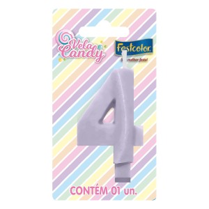 Vela Candy Lilás Nº4 Com 10 Unidades-107799