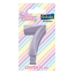 Vela Candy Lilás Nº7 Com 10 Unidades-107802